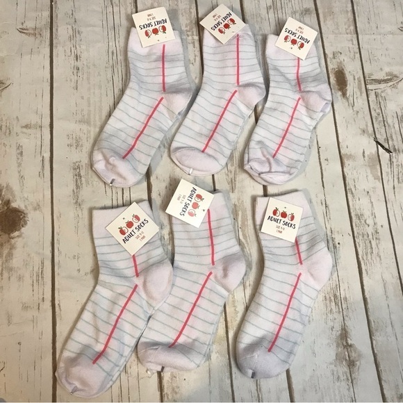 🦩 Notebook Paper Socks Set of 6 Teacher Present gift professor fun socks - Picture 3 of 5